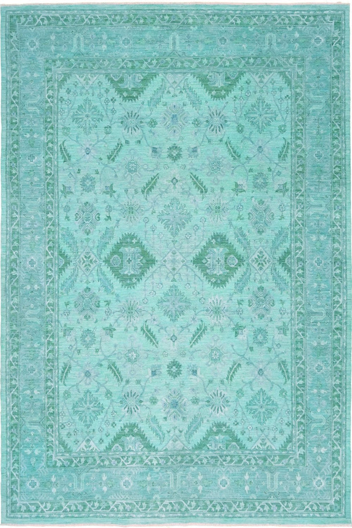 Hand Knotted Overdyed Area Rug in Blue 