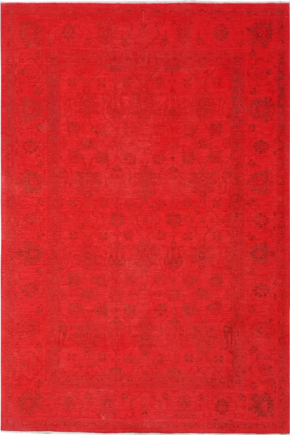 Hand Knotted Overdyed Area Rug in red 