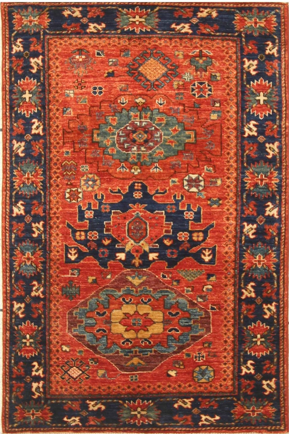Hand Knotted Afghani Fine Aryana Area Rug in red 
