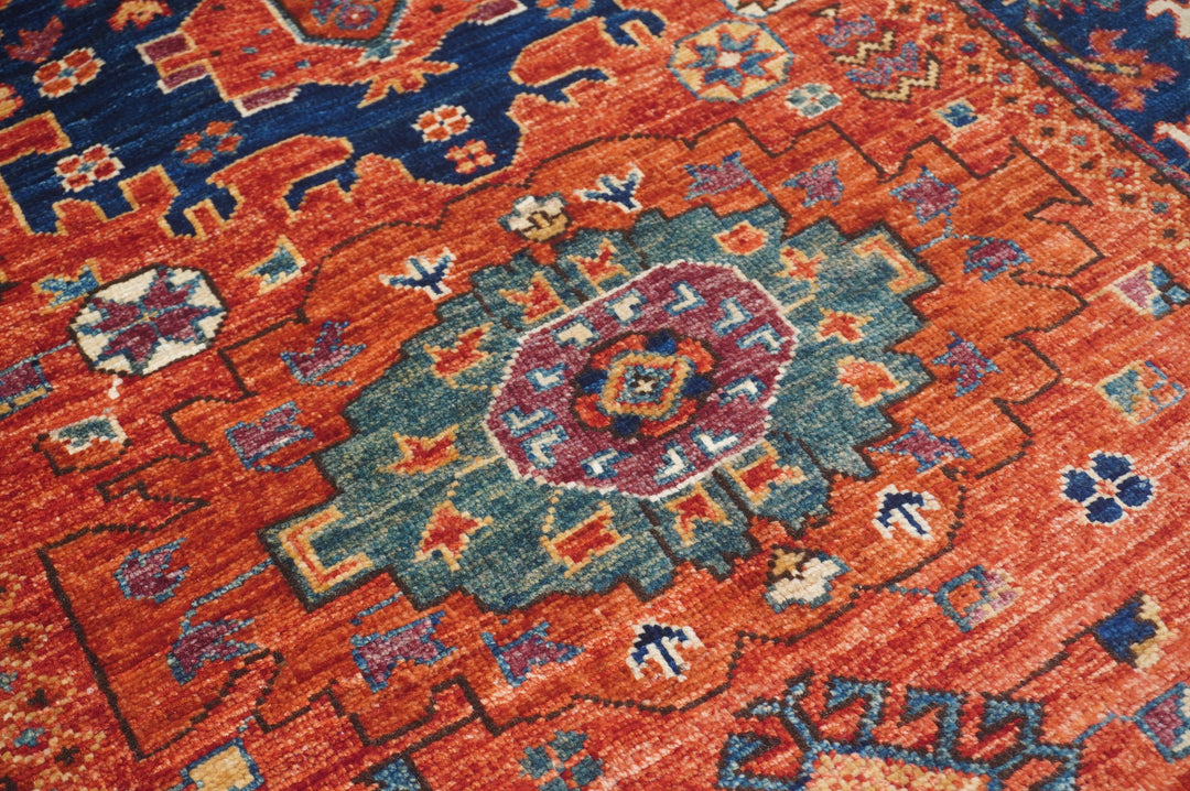 Hand Knotted Afghani Fine Aryana Area Rug in red 