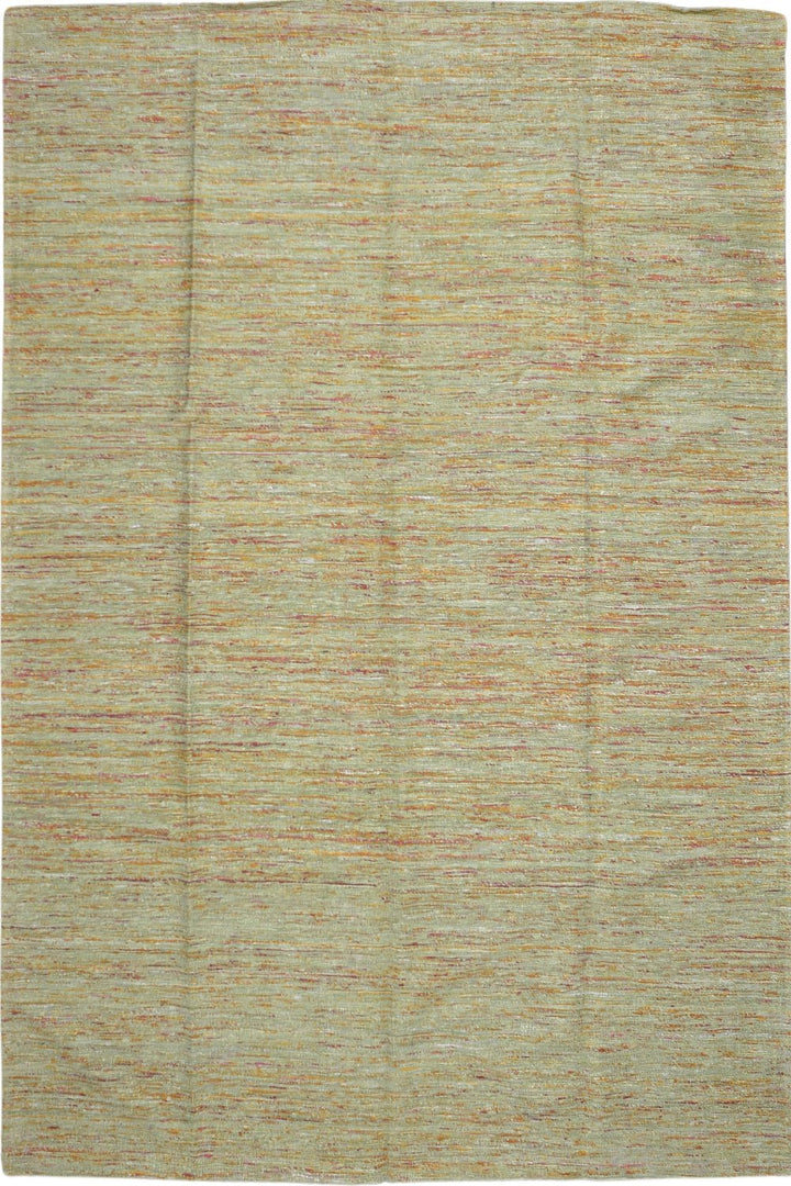 Hand Tufted Indian Saree Silk New Rug in Green 