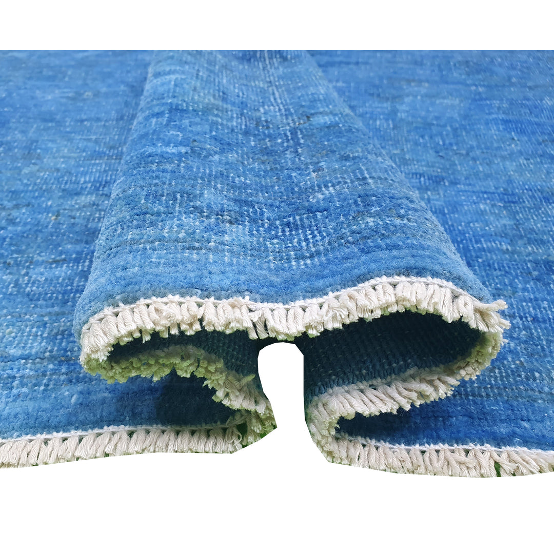 Hand Knotted Overdyed Area Rug in Blue 