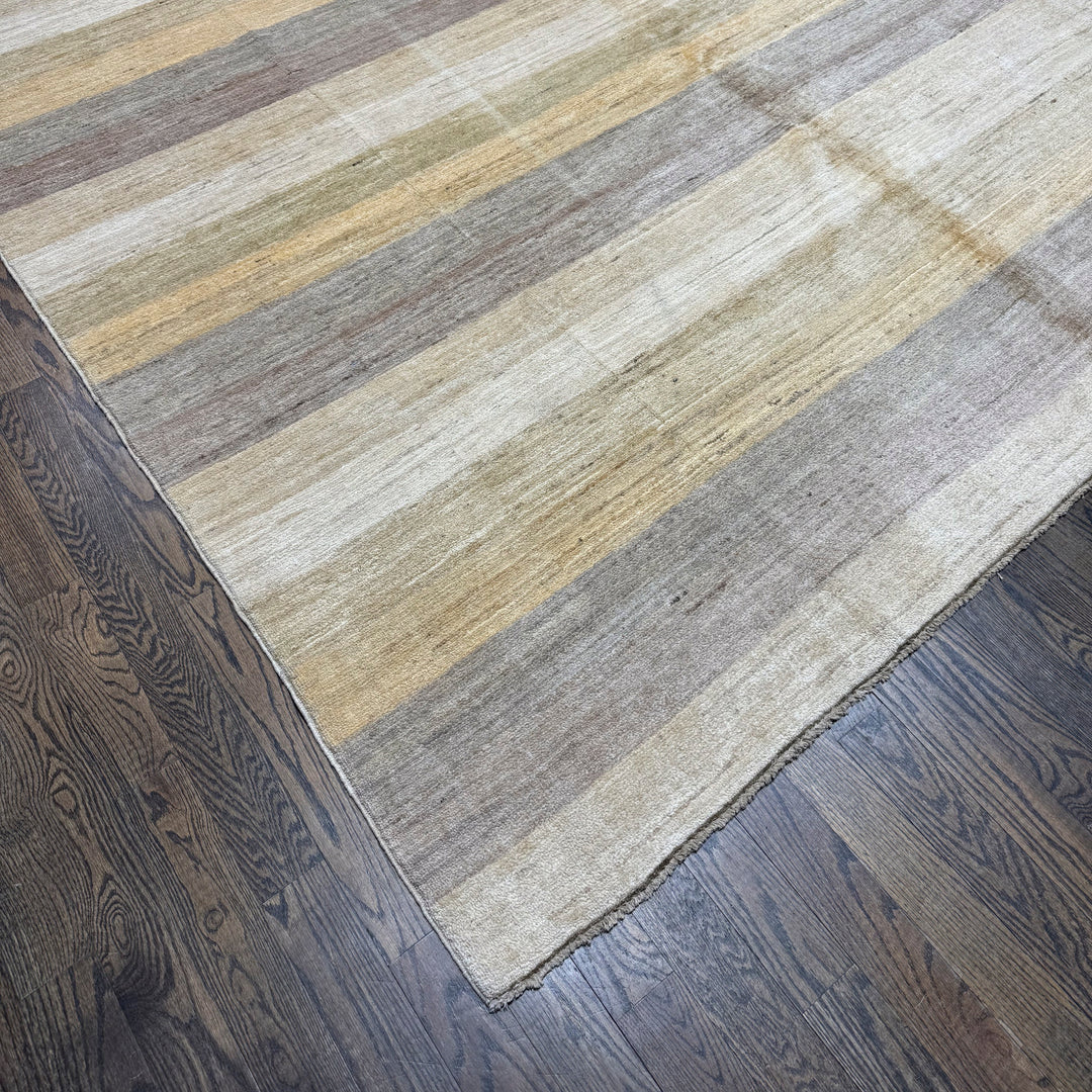 Handmade Modern Afghani Wool Rug in Beige 