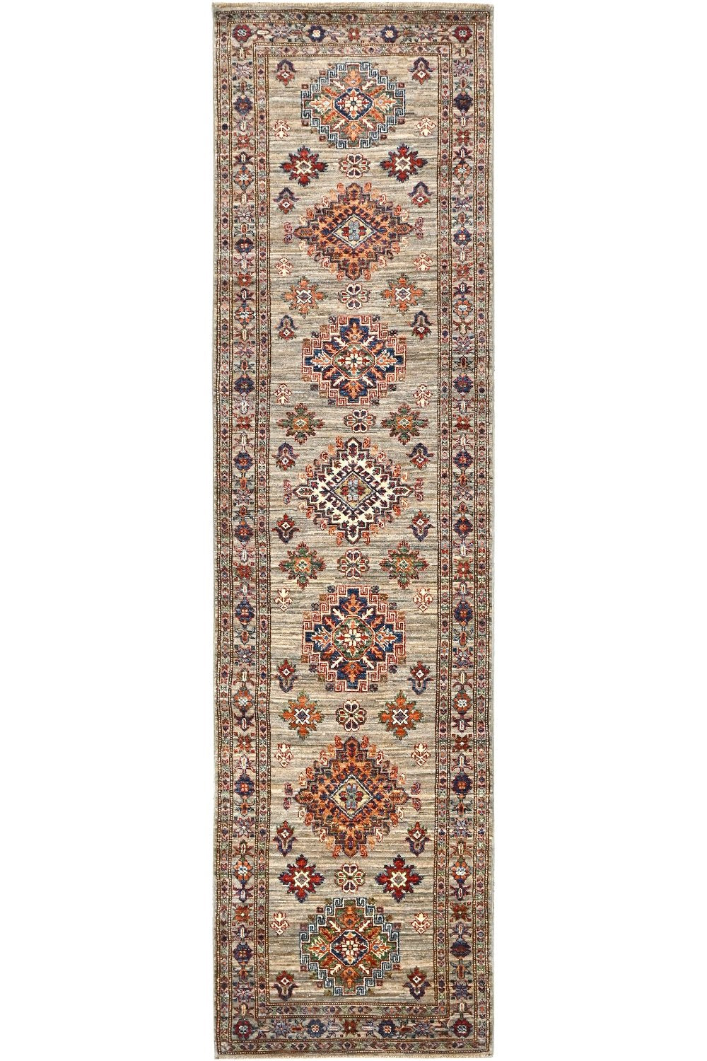 Hand Knotted Kazak Runner at Beige 