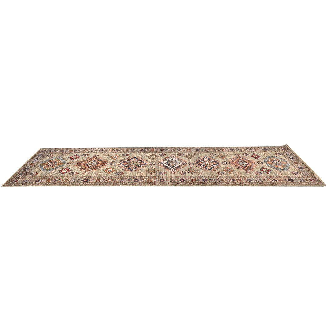 Hand Knotted Kazak Runner at Beige 