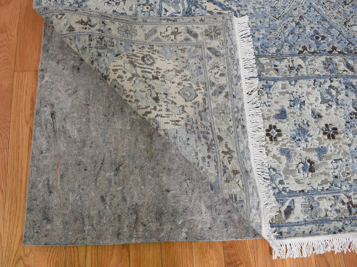 Hand Knotted Distressed Oushak In Blue 