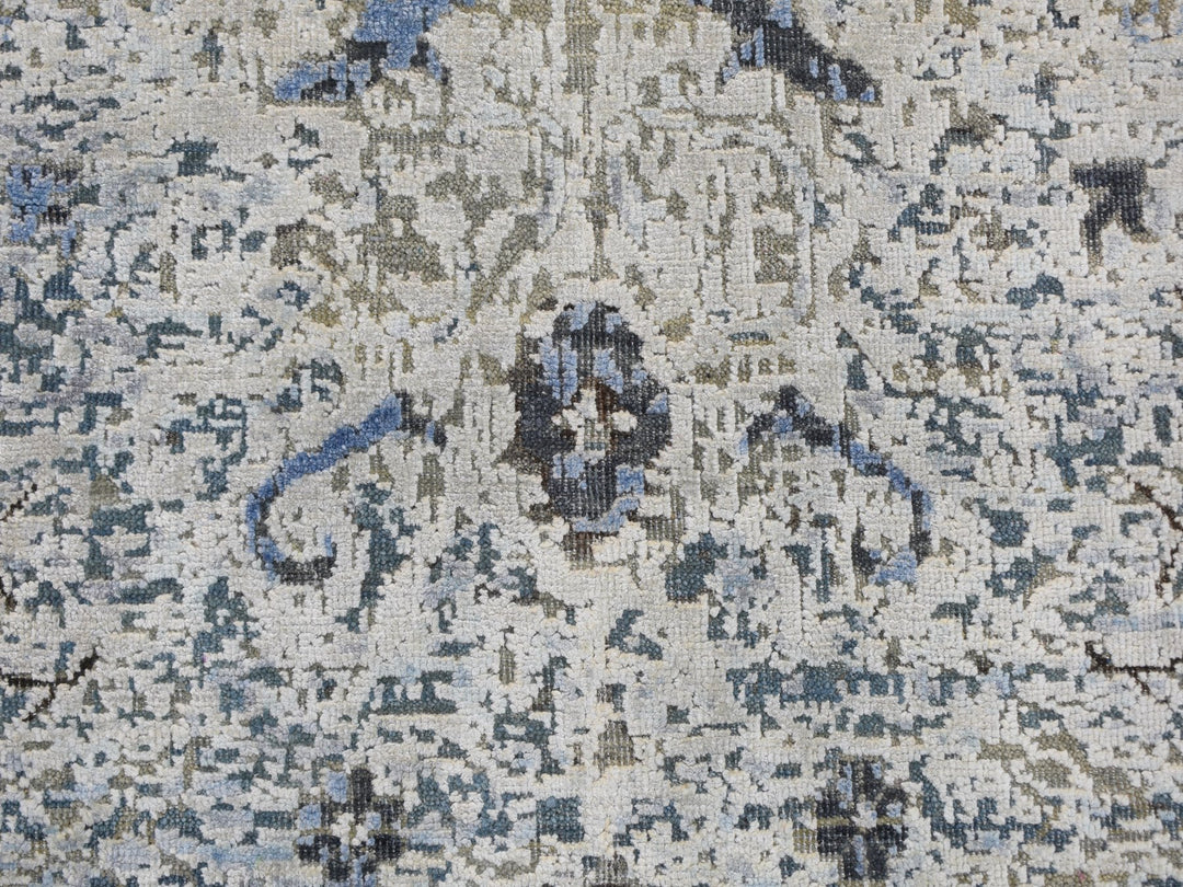 Hand Knotted Distressed Oushak In Blue 