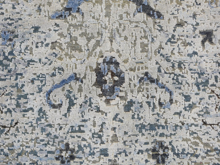 Hand Knotted Distressed Oushak In Blue 