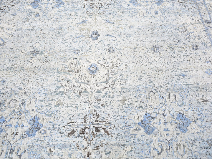 Distressed Pure Silk Oushak Hand-Knotted Oriental Rug