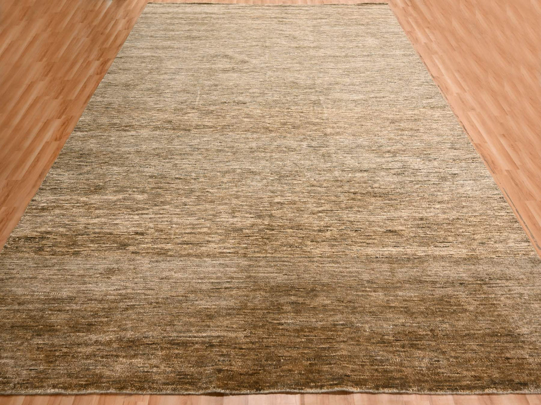 Hand Knotted Shades of Brown Modern Plain Rug