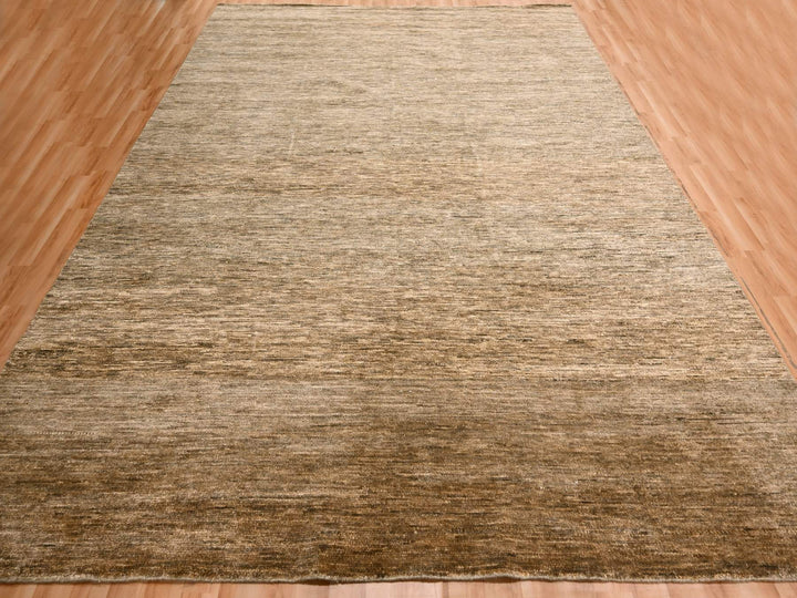 Hand Knotted Shades of Brown Modern Plain Rug