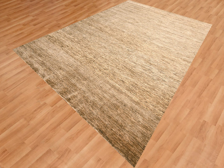Hand Knotted Shades of Brown Modern Plain Rug