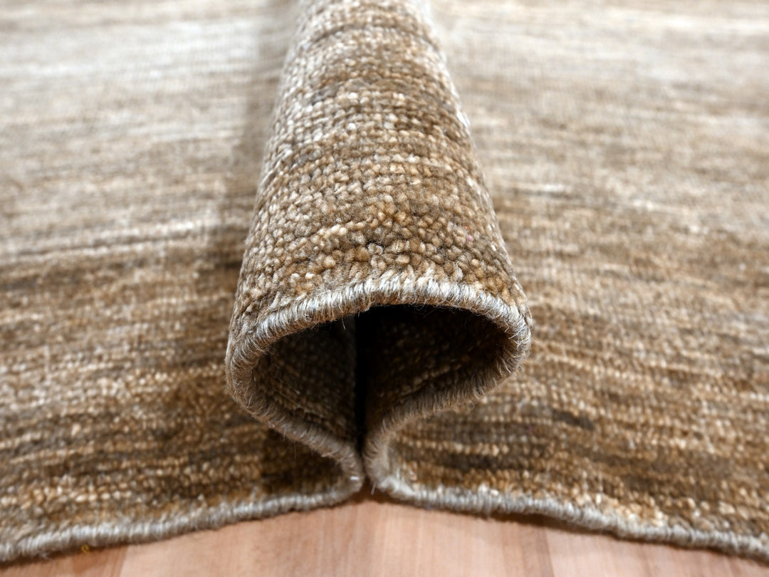 Hand Knotted Shades of Brown Modern Plain Rug