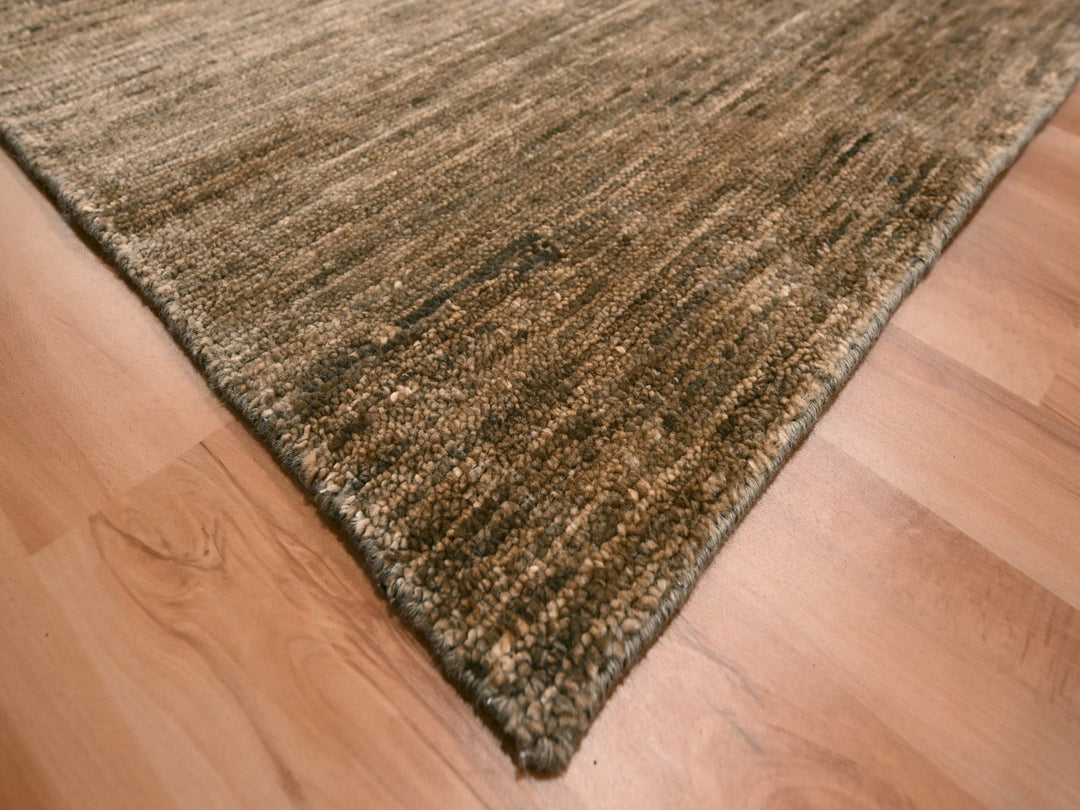 Hand Knotted Shades of Brown Modern Plain Rug