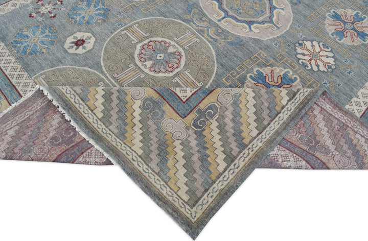 Hand Knotted Decorative Khotan Area Rug in Gray