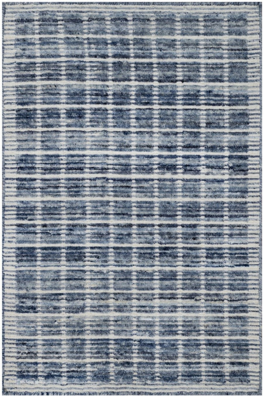 Denim Blue Modern Plain Decor Box Design Rug