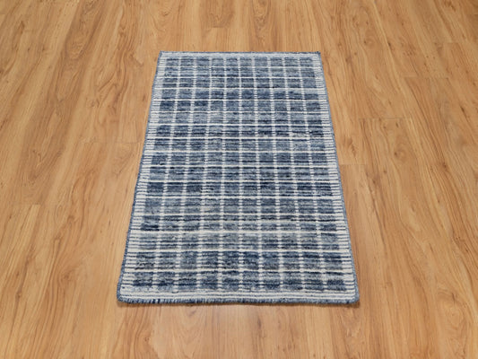 Denim Blue Modern Plain Decor Box Design Rug