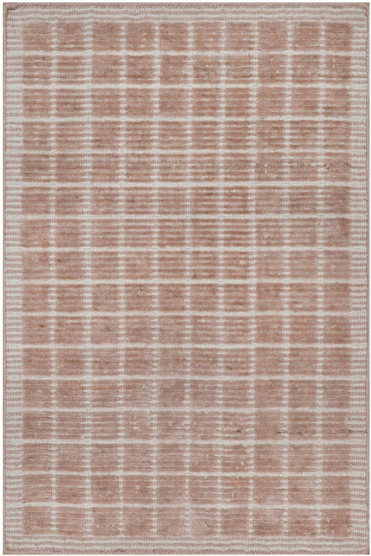 Salmon Pink Modern Plain Decor Box Design Rug
