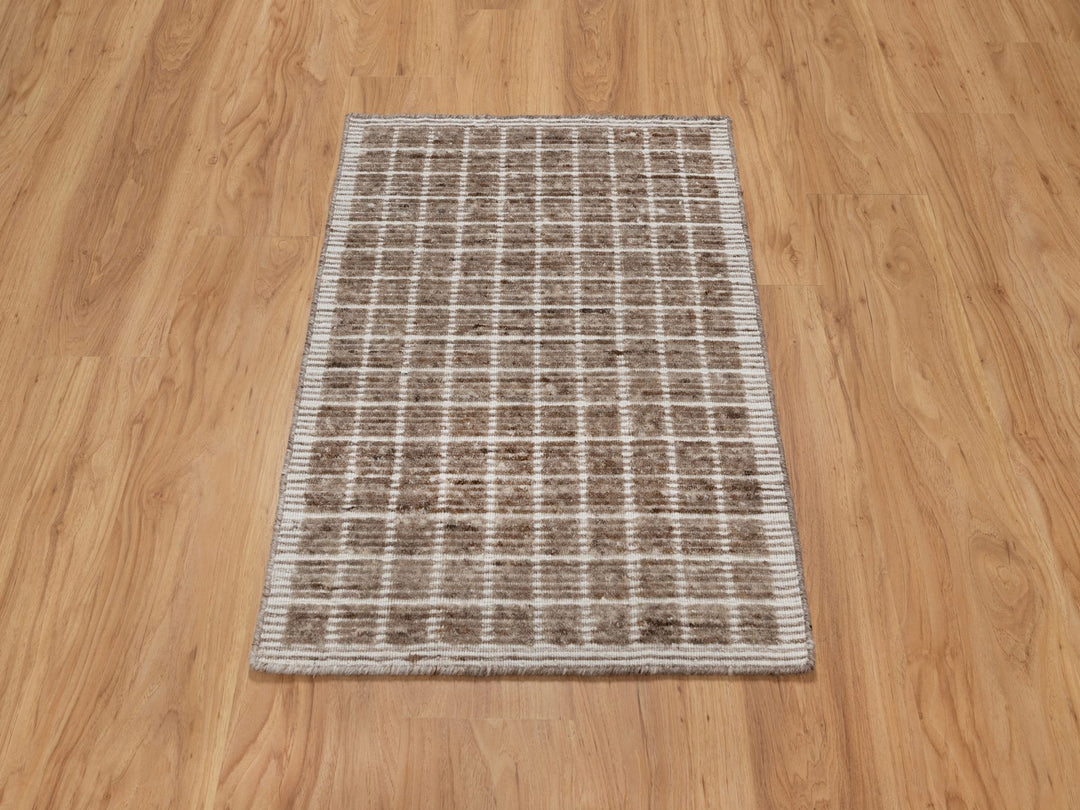 Beaver Brown Modern Plain Decor Box Design Rug 