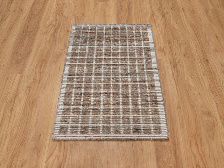 Beaver Brown Modern Plain Decor Box Design Rug 