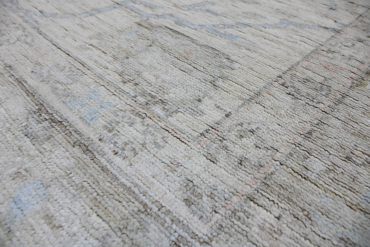 Hand Knotted Afghani Oushak Area Rug in Neutral 