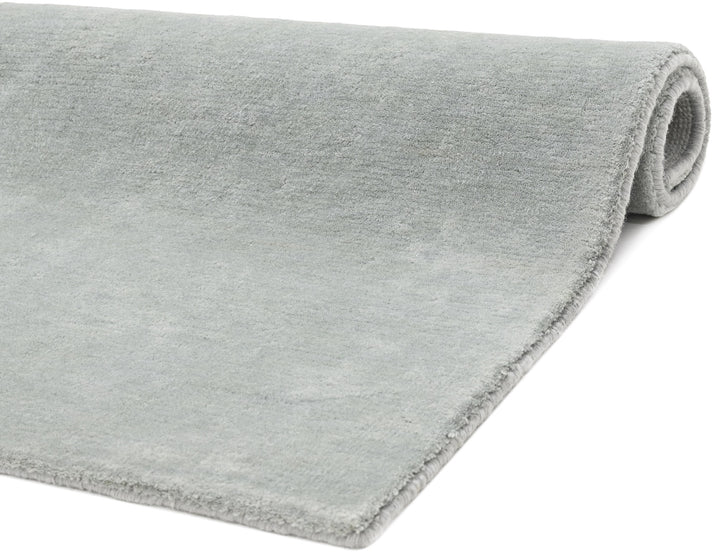 Light Grey Modern wool area rug close angled view